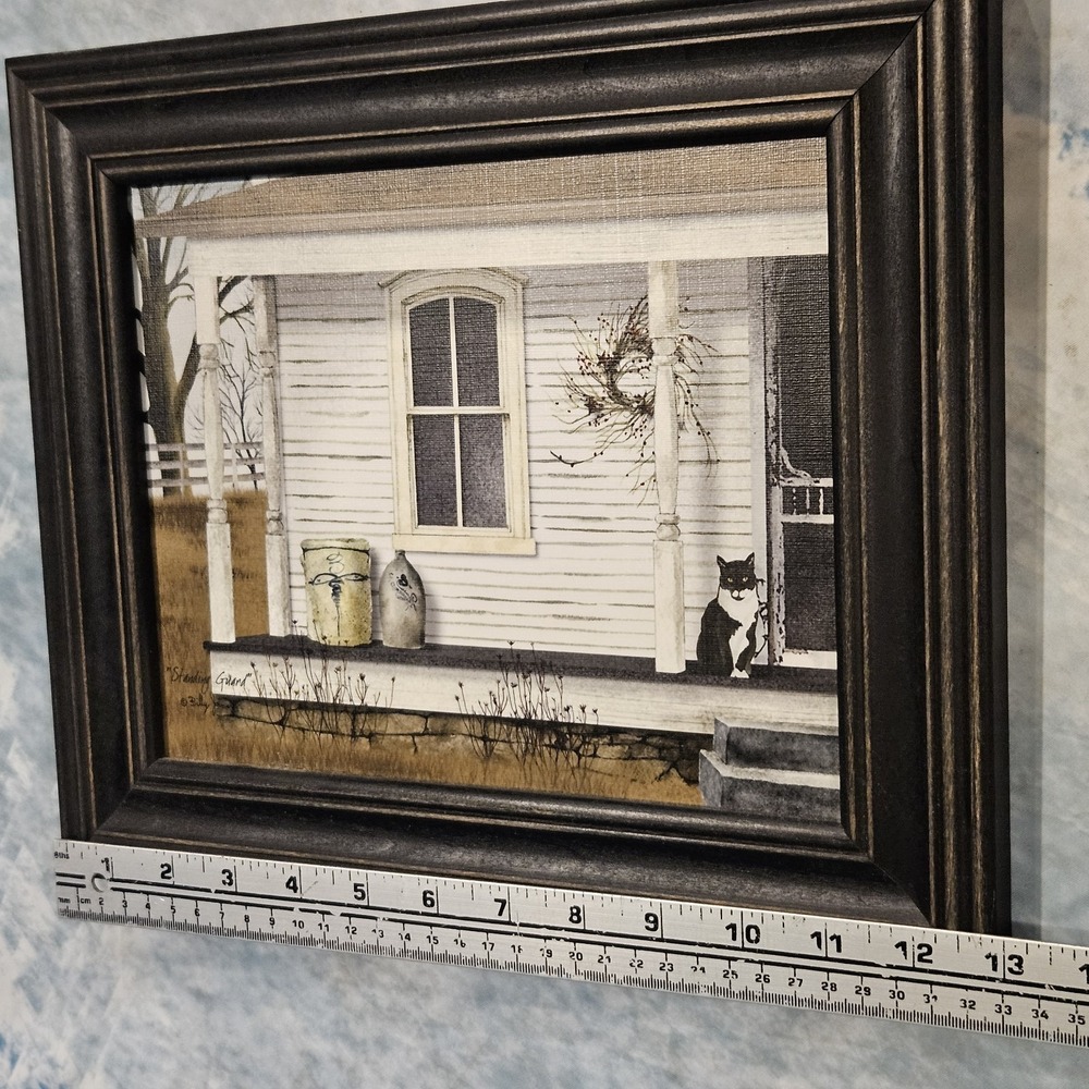 Billy Jacobs Standing Guard Framed Art Print Primitive Farmhouse Cat Decor - Picture 6 of 6